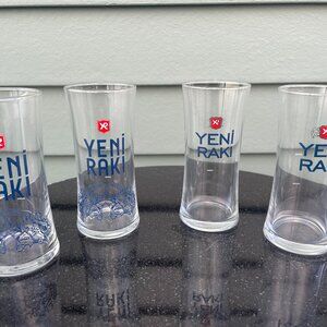 Yeni Raki Distilling Tradition Turkish Liquor Glass Barware Lot of 4